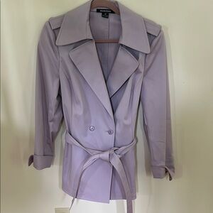 Ellen Tracy Purple Trench Coat with Belted Waist